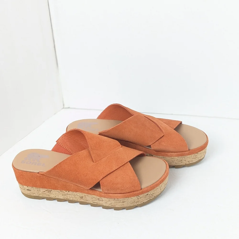 Sorel Orange Suede Cameron Sandals - Picture 16 of 16
